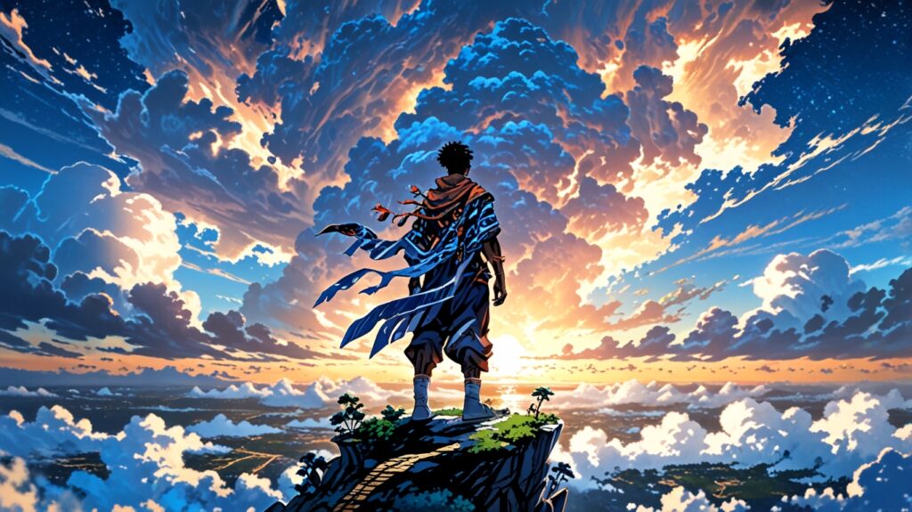 homme qui se tien debout devant un paysage